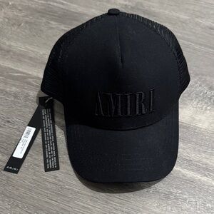 AMIRI Jet Black Mesh Trucker Hat